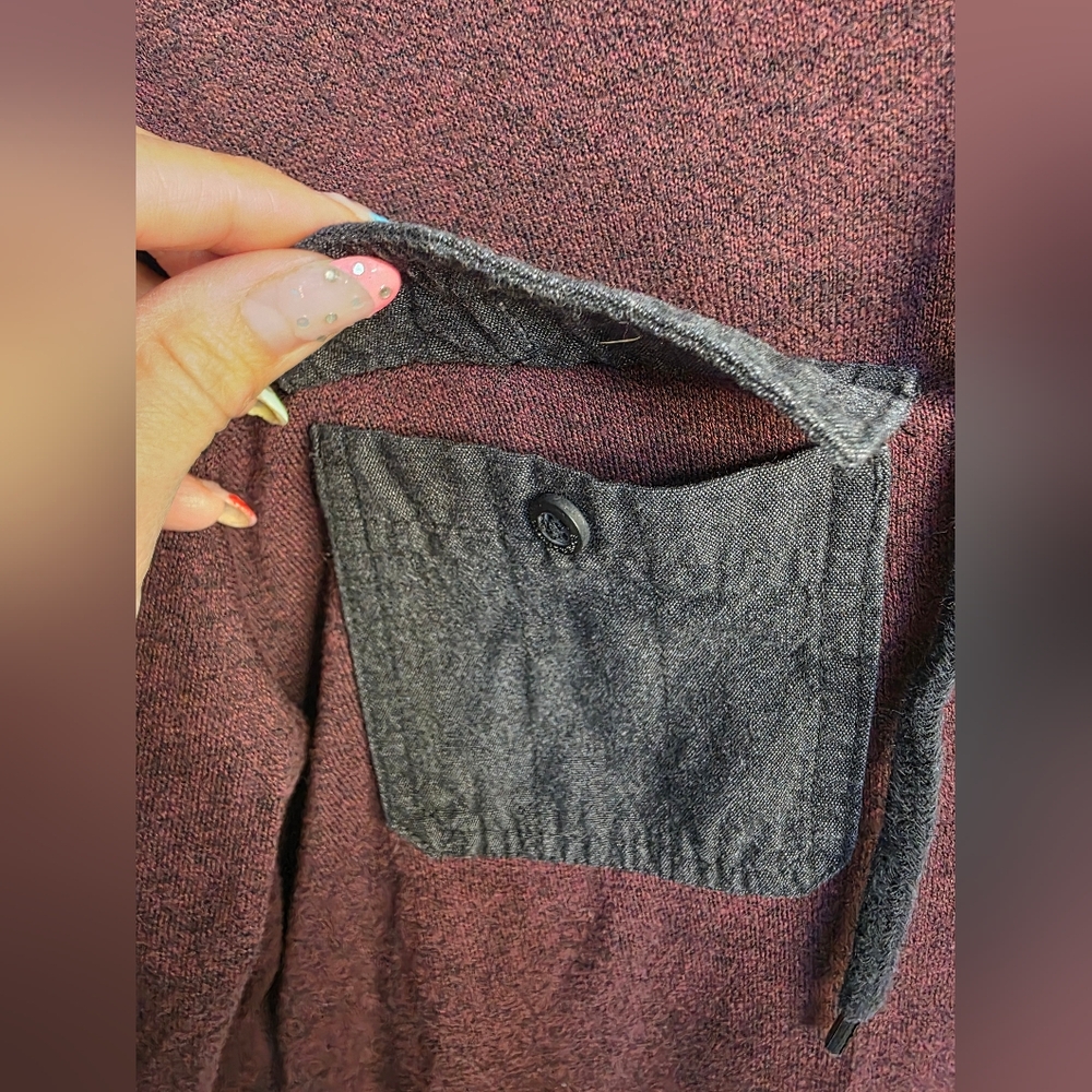 *3 FOR $12* Rock & Republic Maroon and Charcoal Long Sleeve Hooded Shirt - Picture 3 of 7